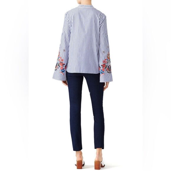 NEW! Tanya Taylor Striped Klara Embroidered Menswear Stripe Top ~ 4 ~ $350 - Picture 14 of 15